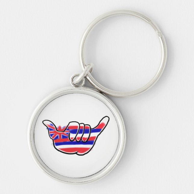 Hawaiian state flag shaka symbol keychain (Front)