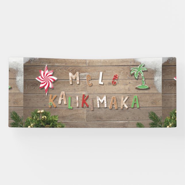 Hawaiian Style Gingerbread Greeting Banner (Horizontal)