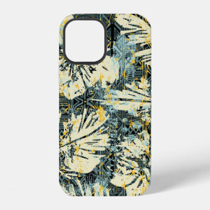 Hawaiian style hibiscus fabric with tribal backgro iPhone 12 case