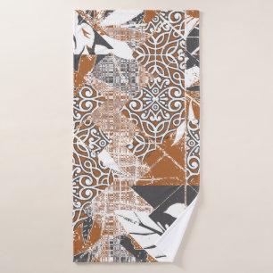 Hawaiian style tapa tribal fabric abstract patchwo bath towel