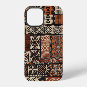 Hawaiian style tapa tribal fabric abstract patchwo iPhone 12 case
