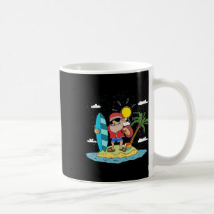 Hawaiian Summer Cool Santa Claus Surfing Christmas Coffee Mug