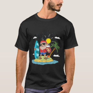 Hawaiian Summer Cool Santa Claus Surfing Christmas T-Shirt