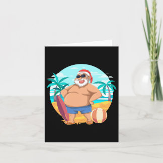 Hawaiian Summer Funny Santa Claus Tropical Christm Card