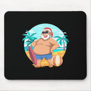 Hawaiian Summer Funny Santa Claus Tropical Christm Mouse Pad