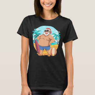 Hawaiian Summer Funny Santa Claus Tropical Christm T-Shirt