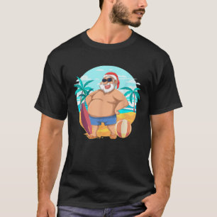 Hawaiian Summer Funny Santa Claus Tropical Christm T-Shirt