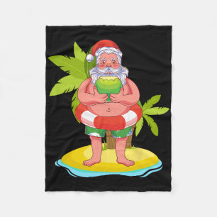 Hawaiian Summer Santa Claus Coconut Exotic Christm Fleece Blanket