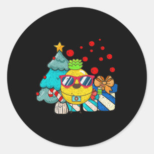 Hawaiian Summer Sungles Pineapple Funny Christmas Classic Round Sticker