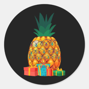 Hawaiian Summer Tropical Fruit Pineapple Christmas Classic Round Sticker