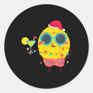 Hawaiian Summer Tropical Xmas Lemon Funny Christma Classic Round Sticker