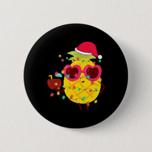 Hawaiian Summer Tropical Xmas Pineapple Christmas 6 Cm Round Badge