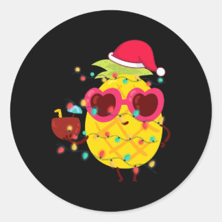 Hawaiian Summer Tropical Xmas Pineapple Christmas  Classic Round Sticker