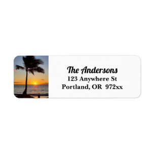 Hawaiian Sunset and Palm Tree Return Address Label