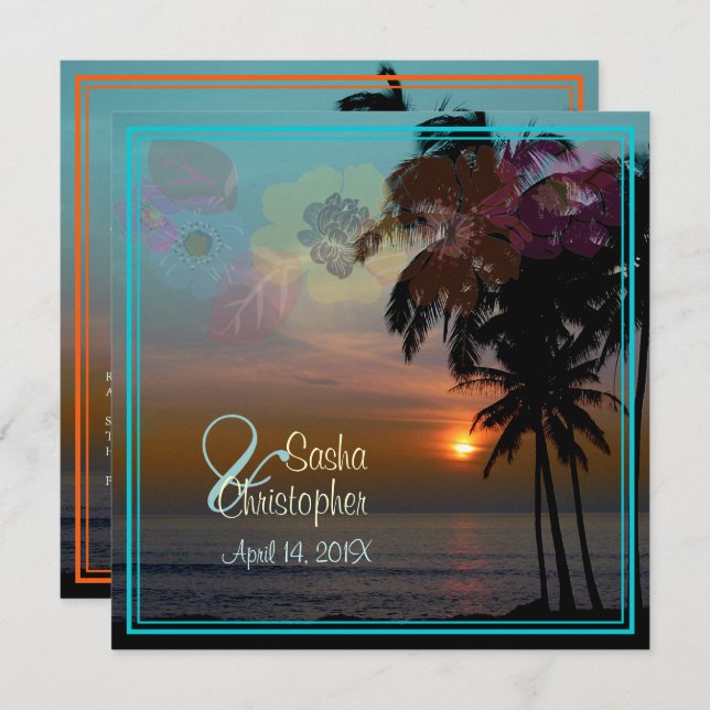 HAWAIIAN SUNSET/BEACH/LUAU/INVITATIONS INVITATION (Front/Back)