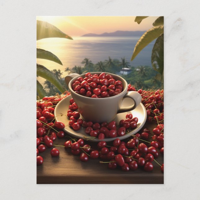 Hawaiian Sunset Close-up Coffee Cherries Paradise Postcard (Front)