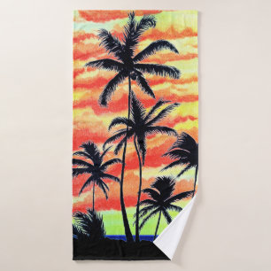 Hawaiian Sunset Coco Palms  Bath Towel