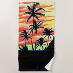 Hawaiian Sunset Coco Palms Beach Towel