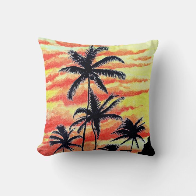 Hawaiian Sunset Coco Palms  Cushion (Front)