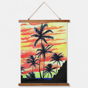 Hawaiian Sunset Coco Palms Hanging Tapestry
