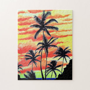 Hawaiian Sunset Coco Palms  Jigsaw Puzzle