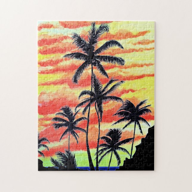 Hawaiian Sunset Coco Palms  Jigsaw Puzzle (Vertical)