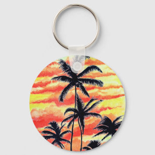 Hawaiian Sunset Coco Palms Key Ring