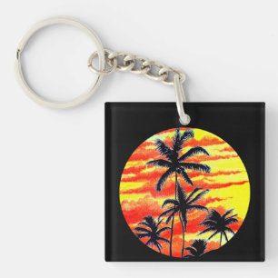 Hawaiian Sunset Coco Palms Key Ring