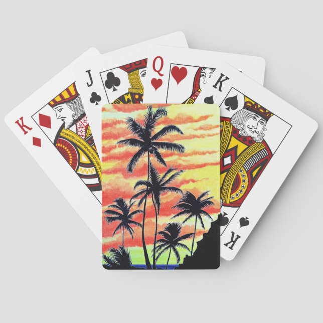 Hawaiian Sunset Coco Palms  Playing Cards (Back)