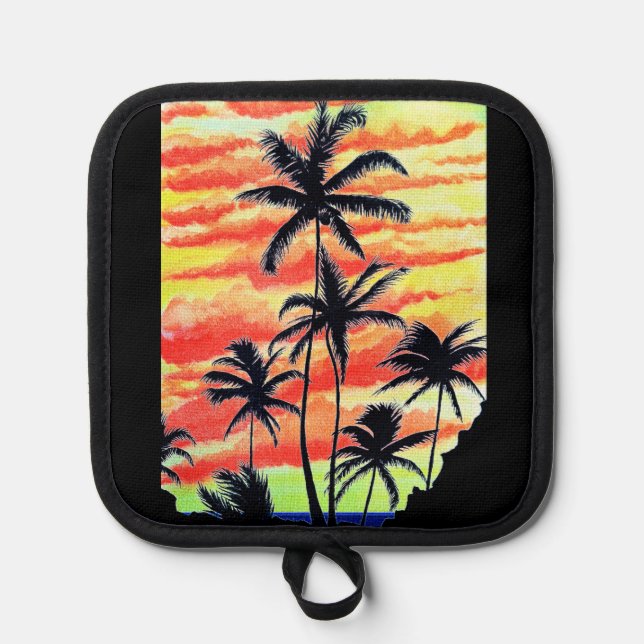 Hawaiian Sunset Coco Palms  Pot Holder (Front)