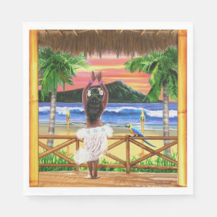 Hawaiian Sunset Hula Dancer Napkin