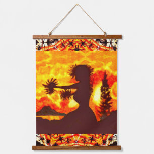 Hawaiian Sunset Hula Palms  Hanging Tapestry