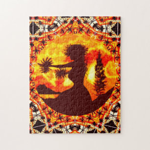 Hawaiian Sunset Hula Palms Jigsaw Puzzle
