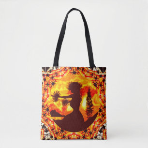 Hawaiian Sunset Hula Palms Tote Bag