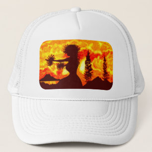 Hawaiian Sunset Hula Palms  Trucker Hat