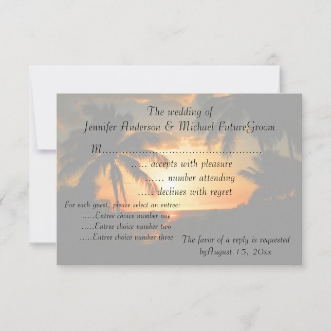 Hawaiian Sunset RSVP Wedding Invitation (Front)