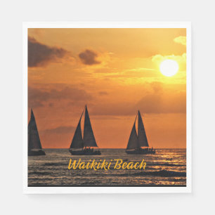 Hawaiian Sunset, Waikiki Beach, Napkin