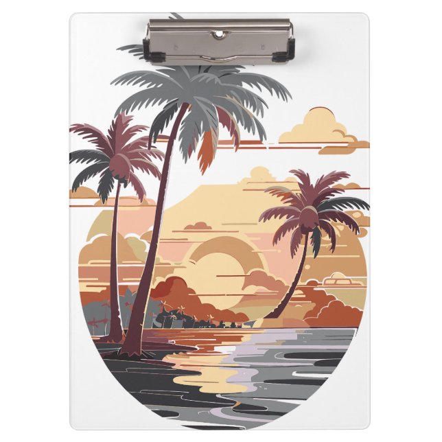 Hawaiian sunset with palm tree. clipboard (Front)
