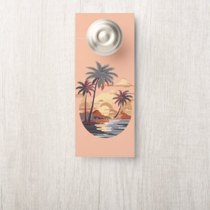 Hawaiian sunset with palm tree. door hanger