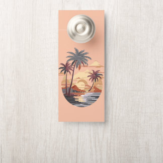 Hawaiian sunset with palm tree. door hanger