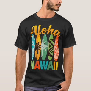 Hawaiian Surfboard Aloha Hawaii Surfer Design on B T-Shirt