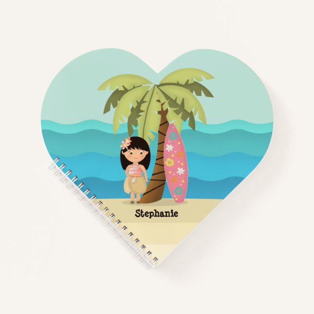 Hawaiian Surfer Girl Notebook (Front)