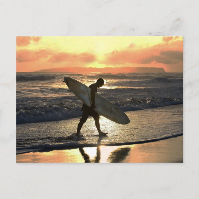 Hawaiian Surfer Heading Home Postcard (Front)