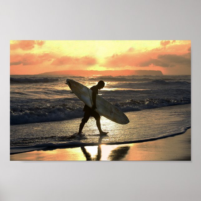 Hawaiian Surfer Heading Home Poster (Front)
