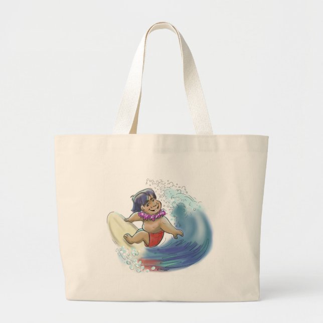 hawaiian surfer large tote bag (Front)