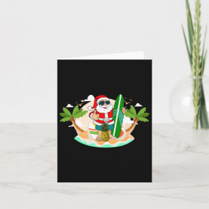Hawaiian Surfing Santa Claus Or Surf Beach Christm Card