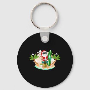 Hawaiian Surfing Santa Claus Or Surf Beach Christm Key Ring