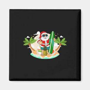 Hawaiian Surfing Santa Claus Or Surf Beach Christm Magnet