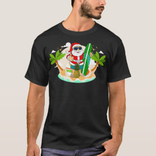 Hawaiian Surfing Santa Claus or Surf Beach Christm T-Shirt