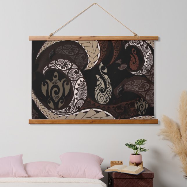 Hawaiian Tapa Icons Hanging Tapestry (Bedroom)
